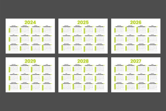 Download Set of Calendar 2024 2025 2026 2027 2028 - 2027 Collection