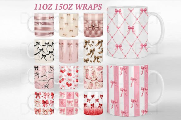 Download Coquette Bow Mug Wraps PNG Bundle, Bow - Mug Collection
