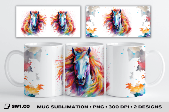 Download Rainbow Horse Mug Sublimation Wrap PNG - Mug Collection
