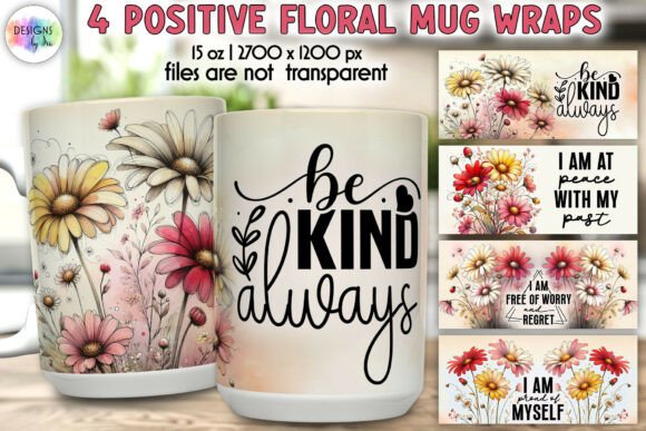 Download Positive Quotes Floral Mug Wrap Designs - Mug Collection