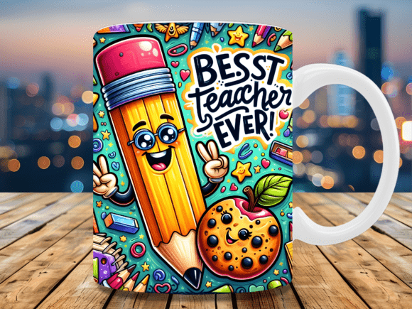 Download Best Teacher Ever Pencil Mug Wrap - Mug Collection